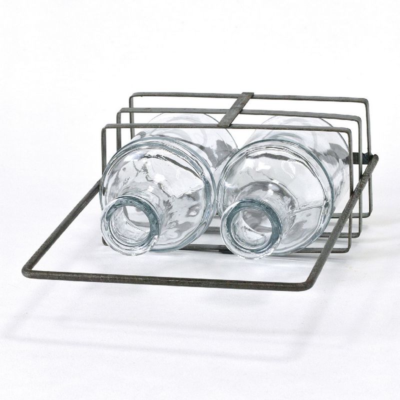 SOW/ブリュージュ ガラスボトルフラワーベース アイアンホルダー付き ダブル/HELZ2070SW