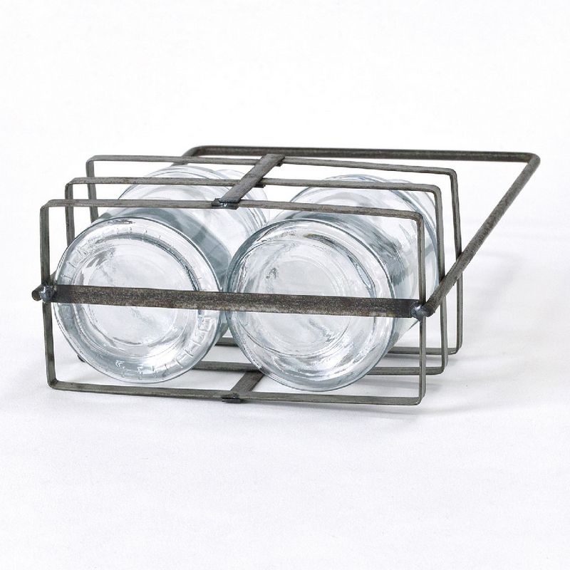 SOW/ブリュージュ ガラスボトルフラワーベース アイアンホルダー付き ダブル/HELZ2070SW