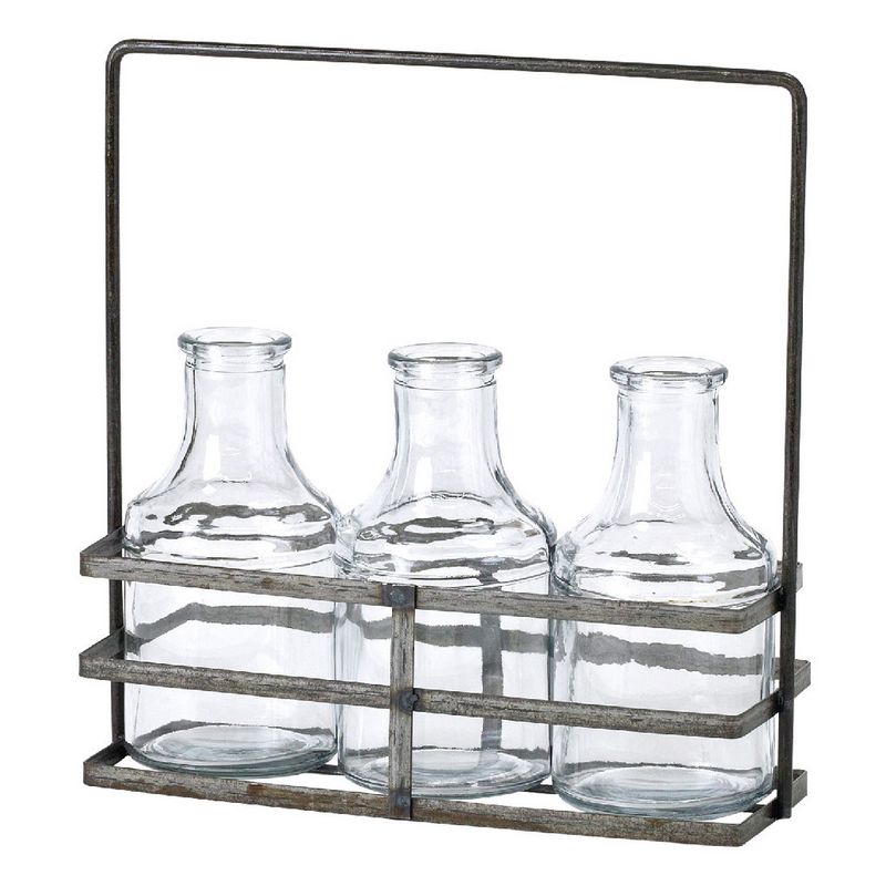 SOW/ブリュージュ ガラスボトルフラワーベース アイアンホルダー付き トリプル/HELZ2080SW