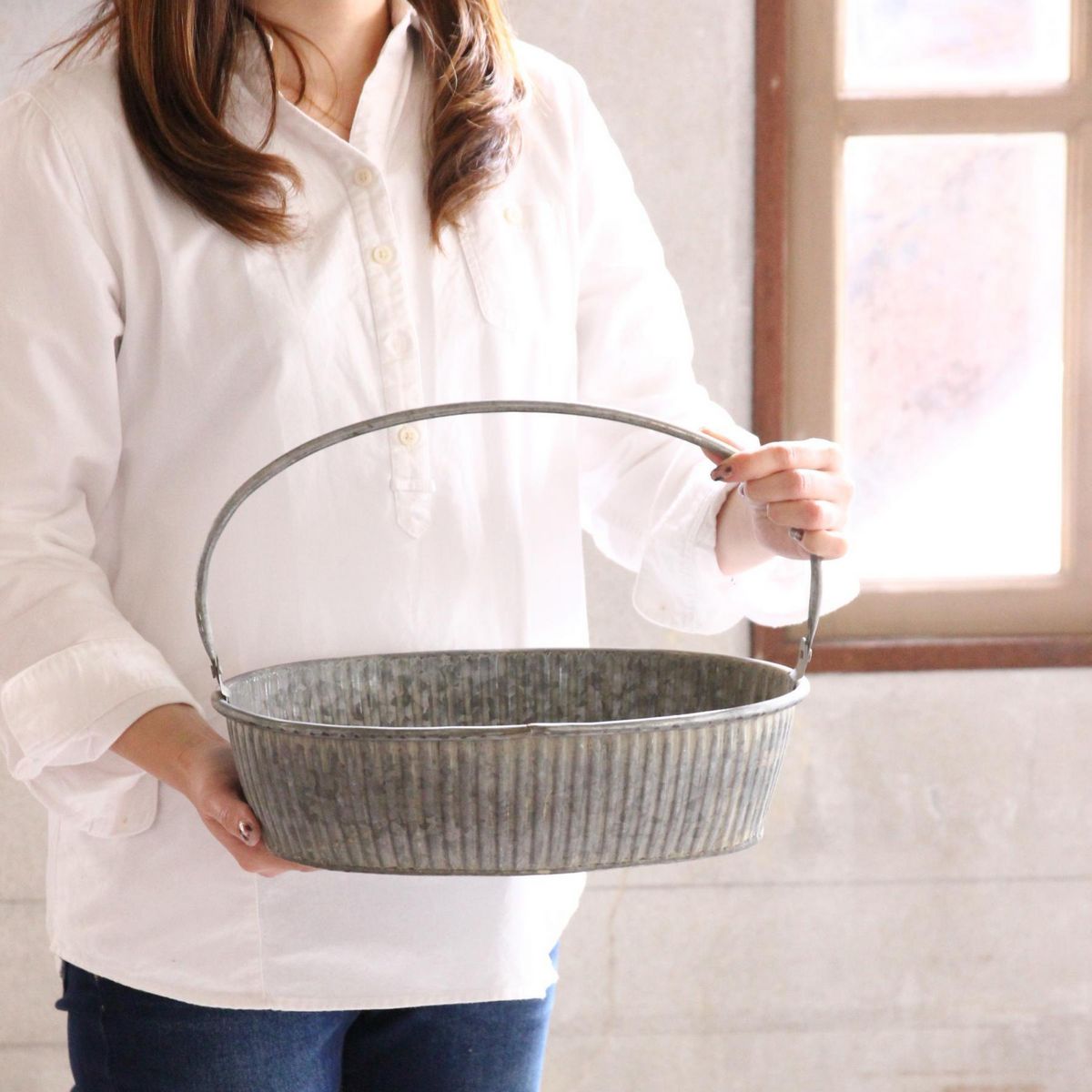 SOW/ブリキハンドル付きオーバルトレイ Sサイズ/BAGS2221SW