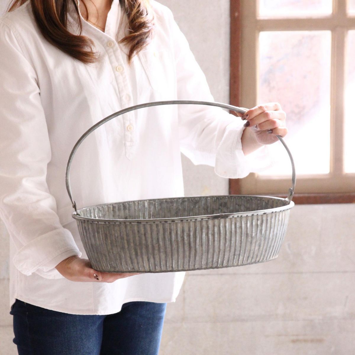 SOW/ブリキハンドル付きオーバルトレイ Lサイズ/BAGS2223SW