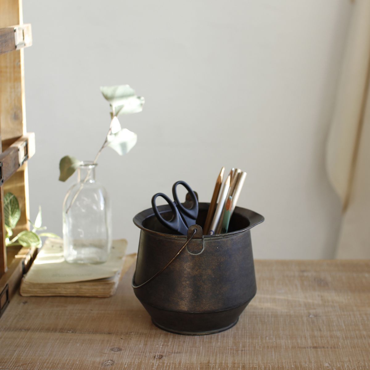 SOW/Deep Bloom ワンハンドルブリキラウンドポット Sサイズ/DTDT6041SW