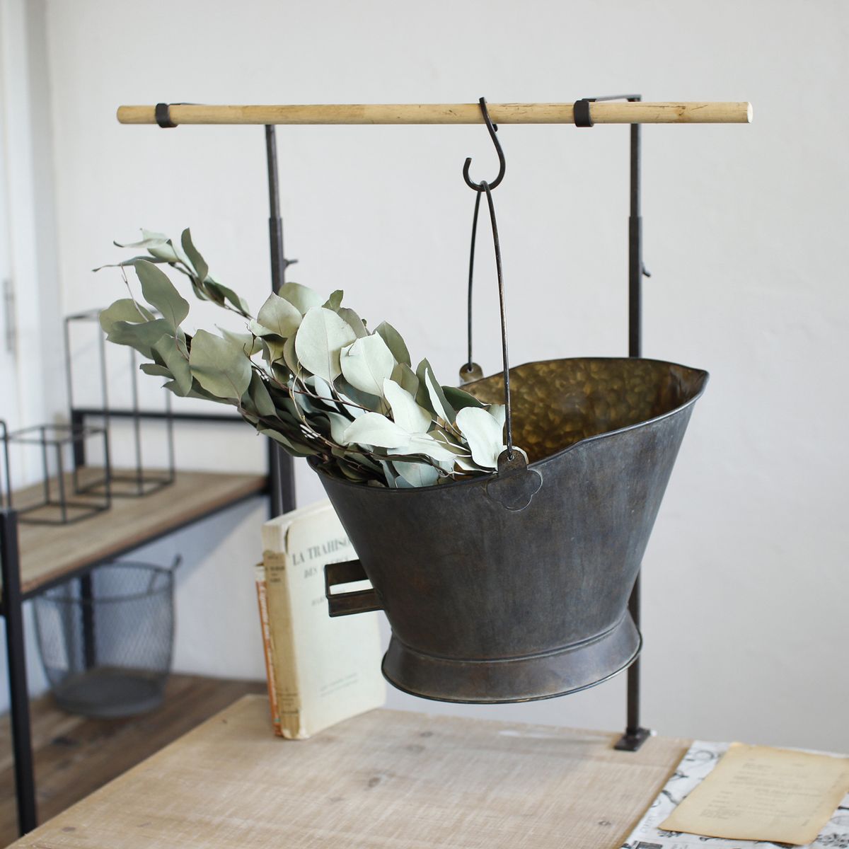 SOW/Deep Bloom ワンハンドルブリキオーバルバケツ Lサイズ/DTDT6053SW