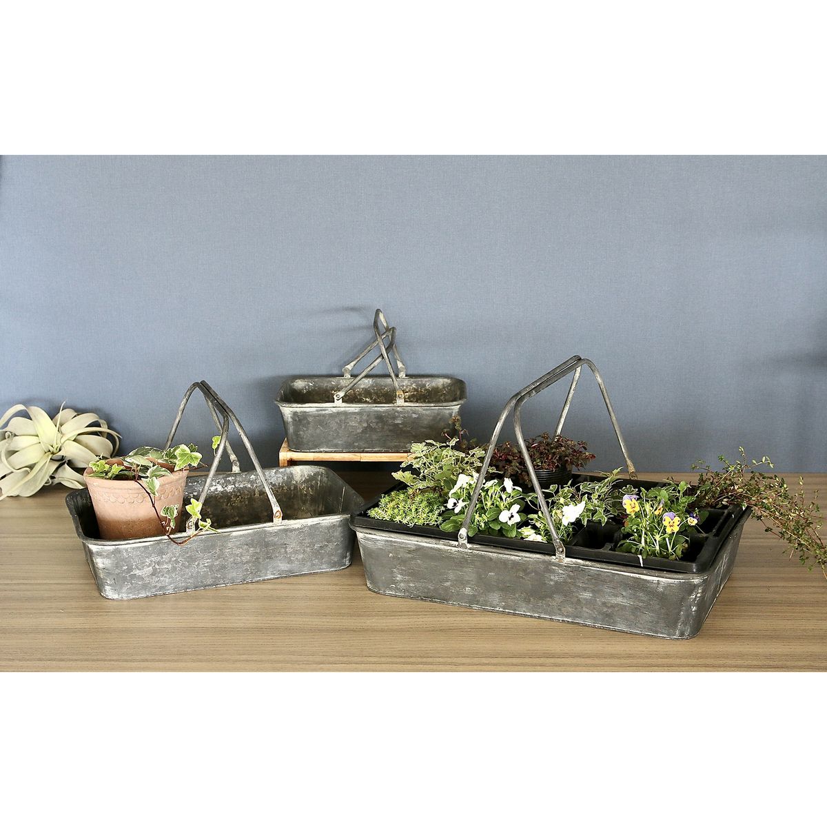 SOW/ブリキハンドル付きレクトバスケット Mサイズ/BAGG4001M