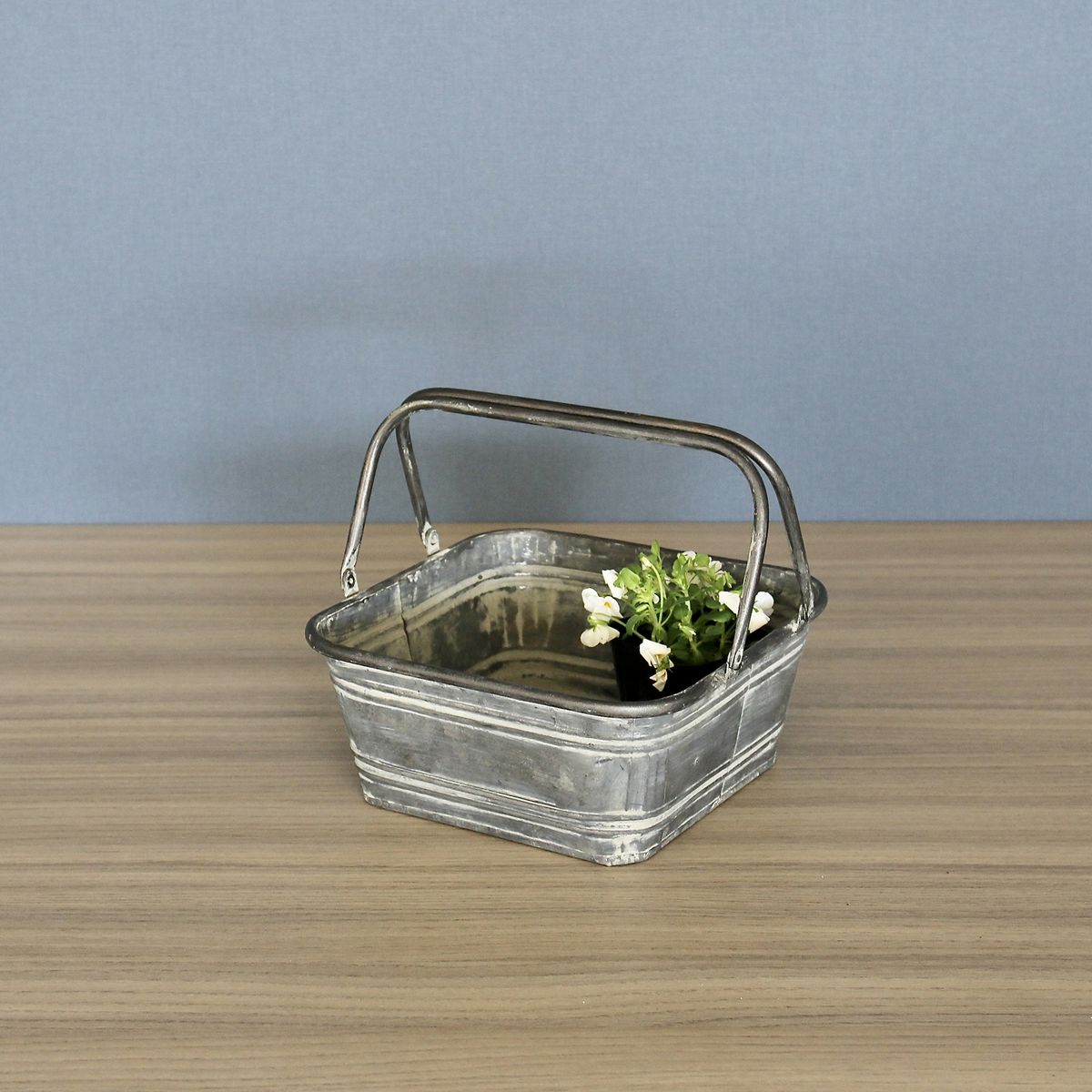 SOW/ブリキハンドル付きスクエアバスケット Sサイズ/BAGG5001S