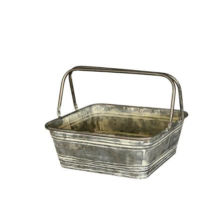 SOW/ブリキハンドル付きスクエアバスケット Mサイズ/BAGG5001M