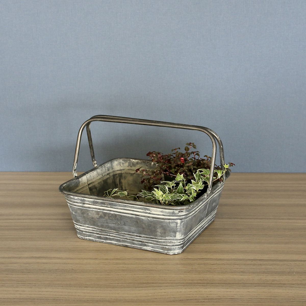 SOW/ブリキハンドル付きスクエアバスケット Mサイズ/BAGG5001M