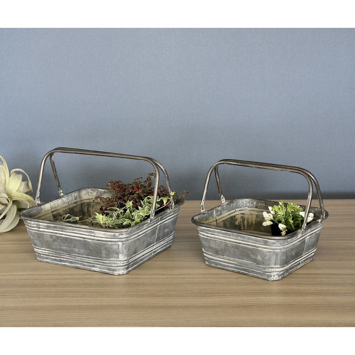 SOW/ブリキハンドル付きスクエアバスケット Mサイズ/BAGG5001M