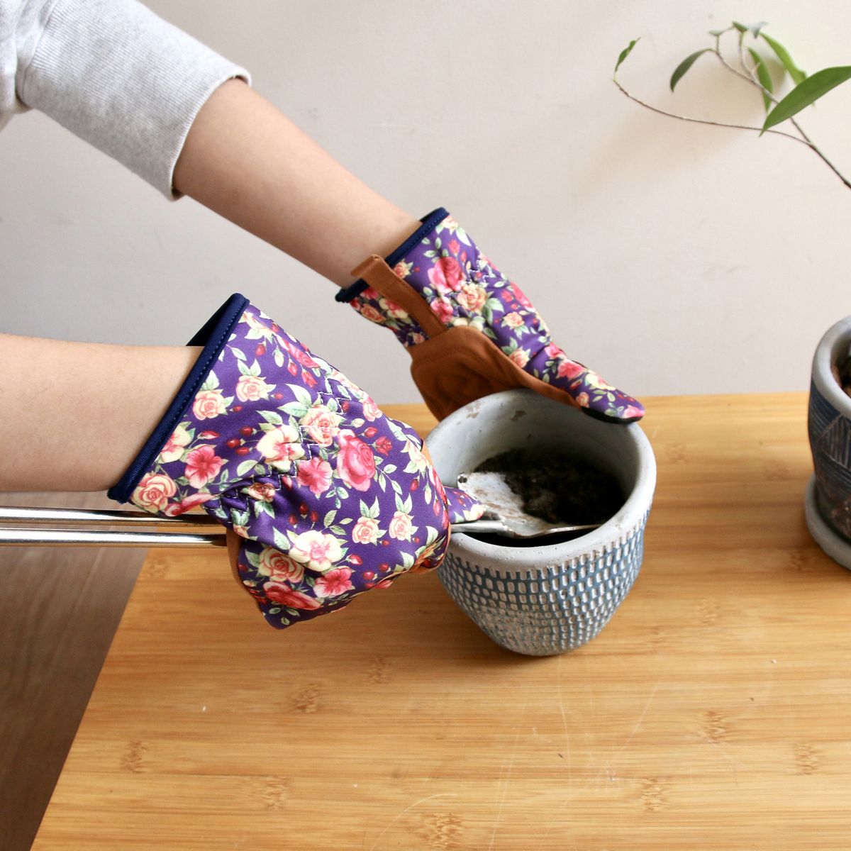 SOW/ガーデングローブ ブルーム パープルフラワー×ブラウン/GBG2001