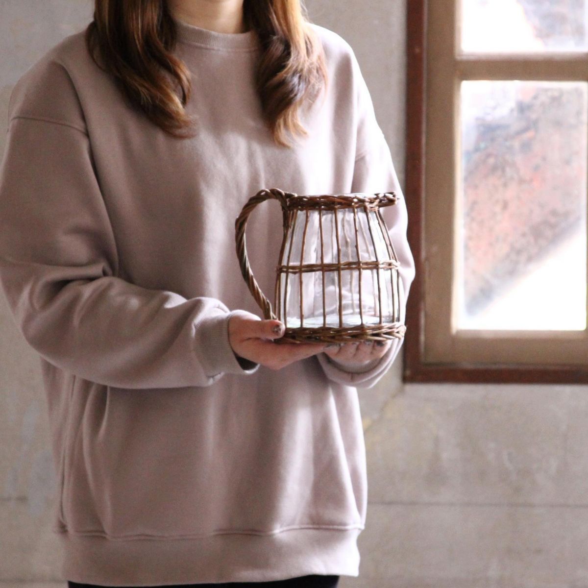 SOW/FONTAINE かご編みガラスフラワーベース ピッチャー/LYGN1030SW