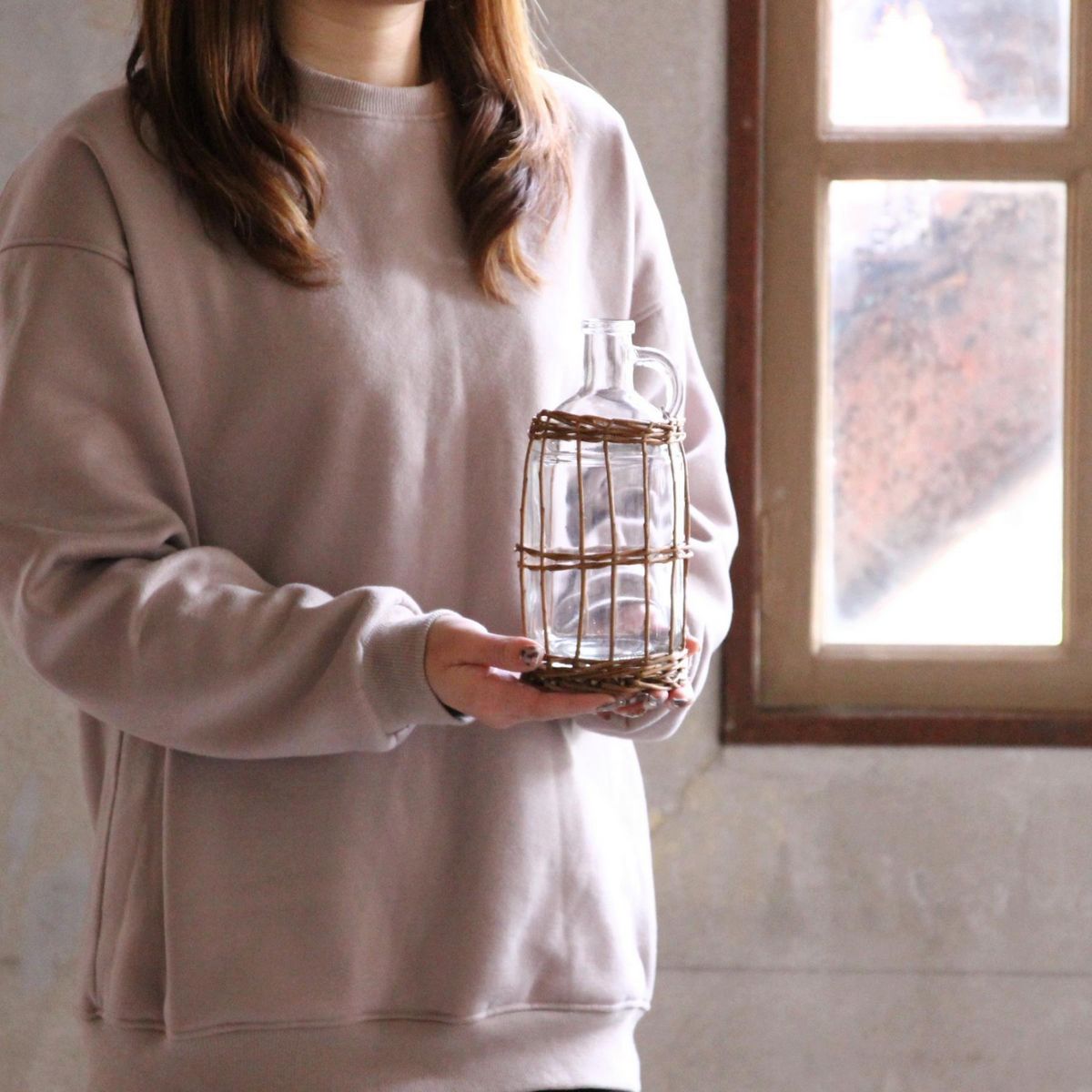 SOW/FONTAINE かご編みガラスフラワーベース ボトル/LYGN1050SW