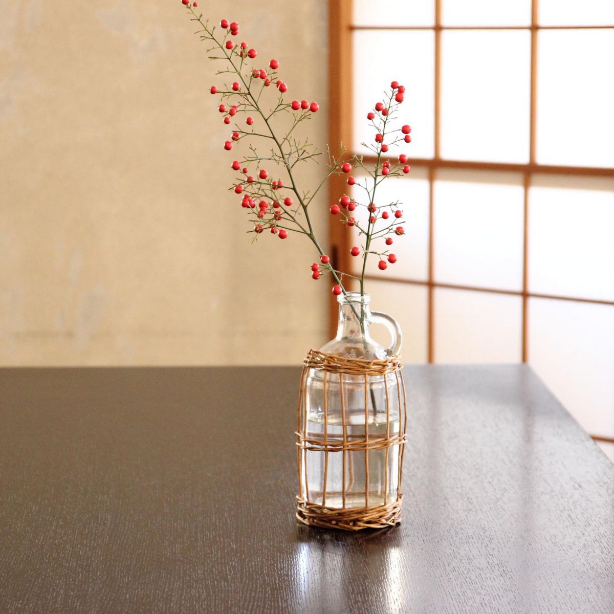 SOW/FONTAINE かご編みガラスフラワーベース ボトル/LYGN1050SW