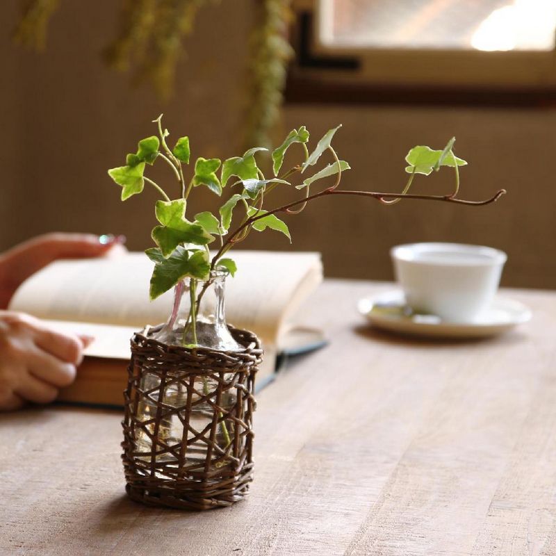 SOW/FONTAINE かご編みガラスフラワーベース ミニボトル/LYGN1120SW