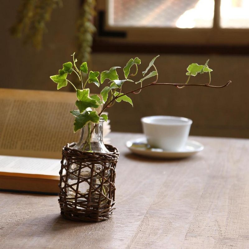 SOW/FONTAINE かご編みガラスフラワーベース ミニボトル/LYGN1120SW