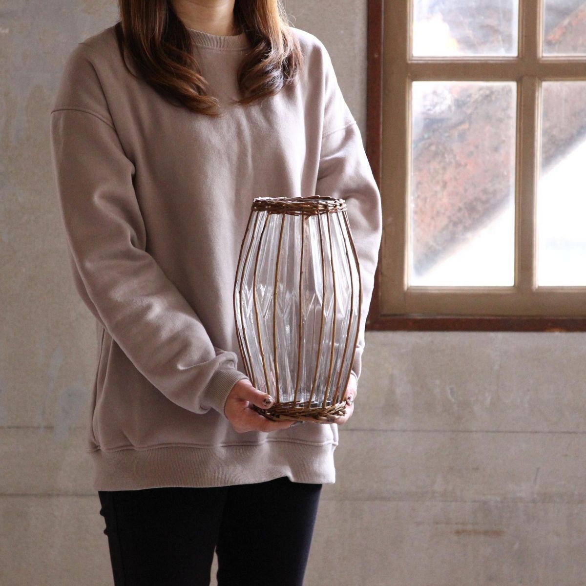 SOW/FONTAINE かご編みガラスフラワーベース ロング/LYGN1010SW