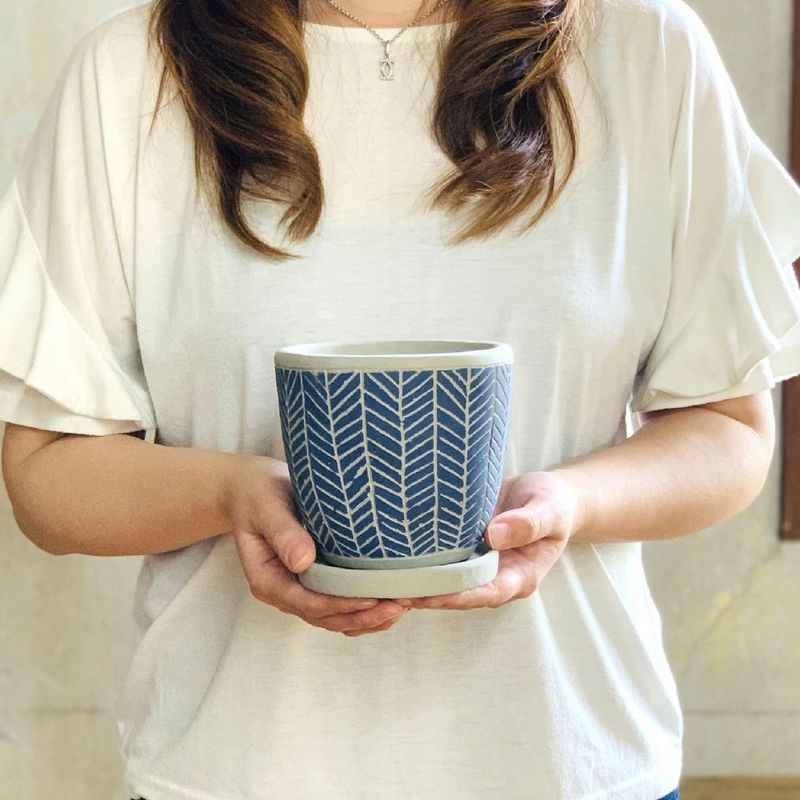 SOW/レリーフプランター ヘリンボーン ブルー/CCGH1810BLSW