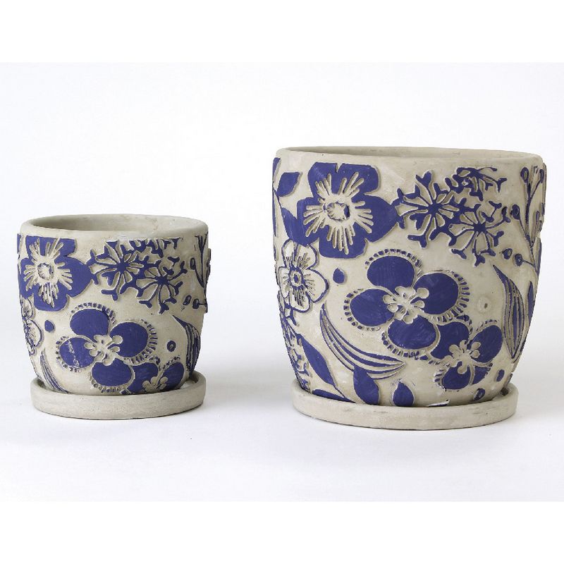 SOW/レリーフ プランター ネイビーフラワー Lサイズ/CCGZ2013SW