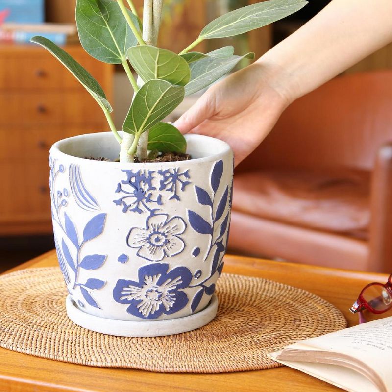 SOW/レリーフ プランター ネイビーフラワー Lサイズ/CCGZ2013SW