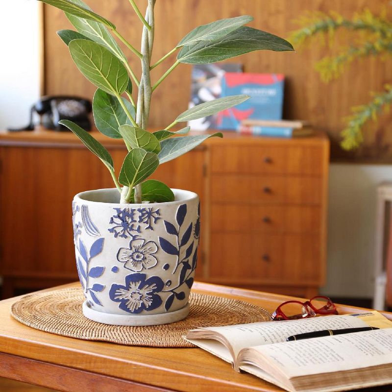 SOW/レリーフ プランター ネイビーフラワー Lサイズ/CCGZ2013SW