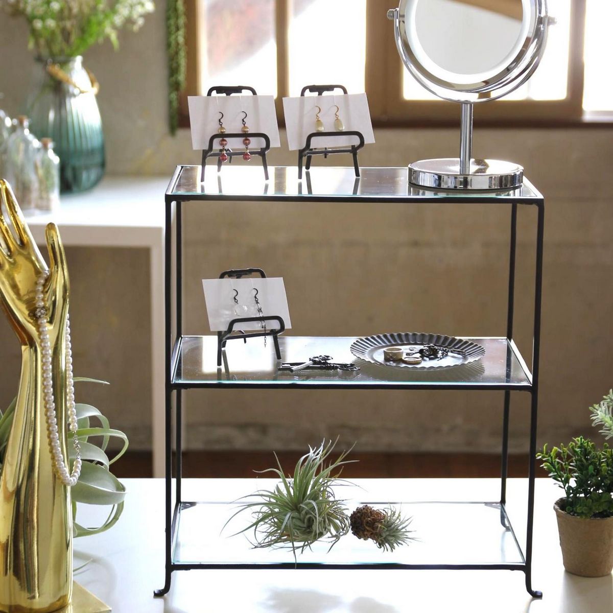 SOW/ジョセフアイアン 3段ガラスディスプレイ台 ワイド/DTFF9050SW