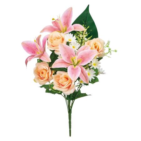 アウトレット◎【造花】MAGIQ東京堂/リリーローズブッシュ PE/LL ピーチライラック/FM0B2505