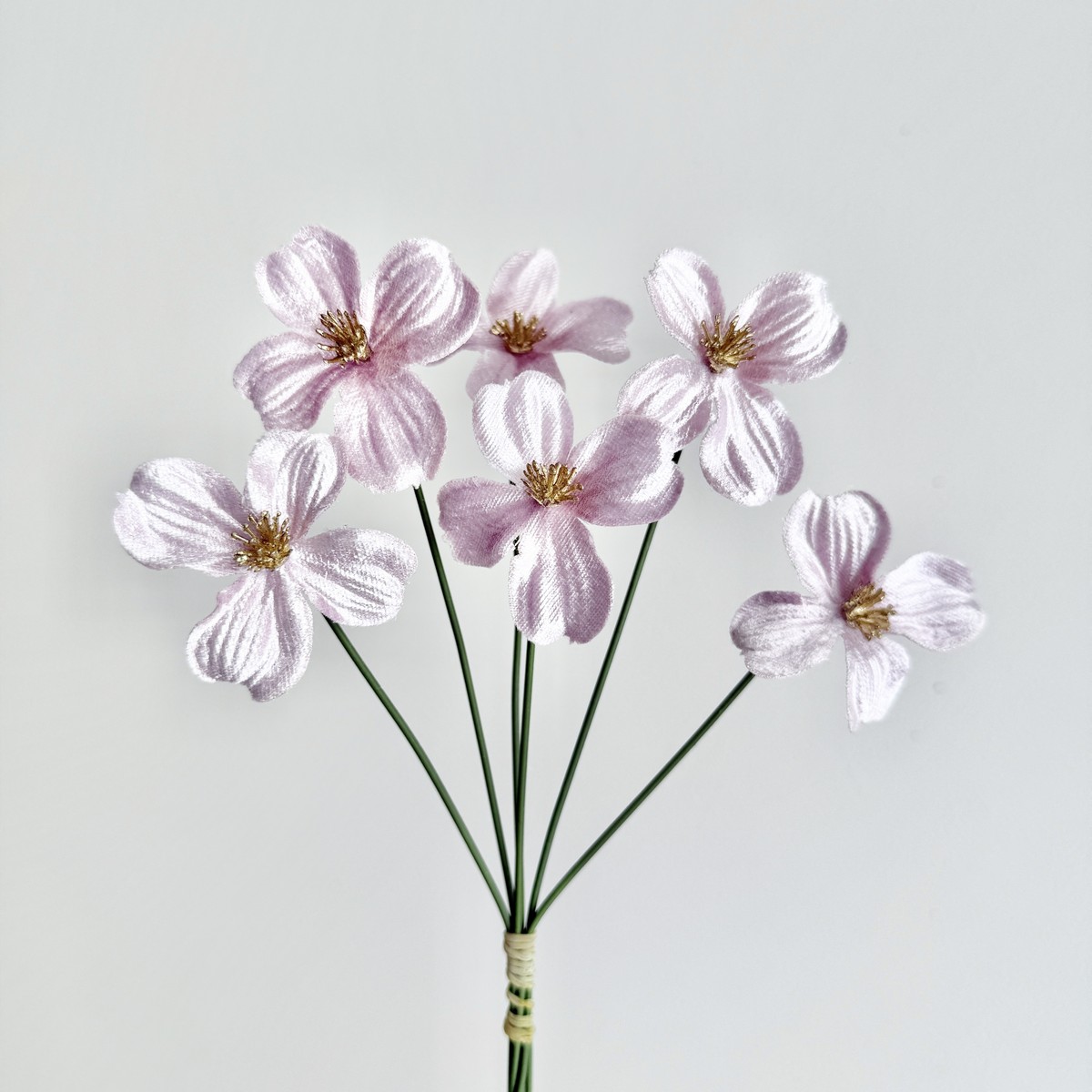 アウトレット◎【造花】アスカ/ベルベットフラワーピック(1袋6本入) #003B ペールピンク/A-73423-3B