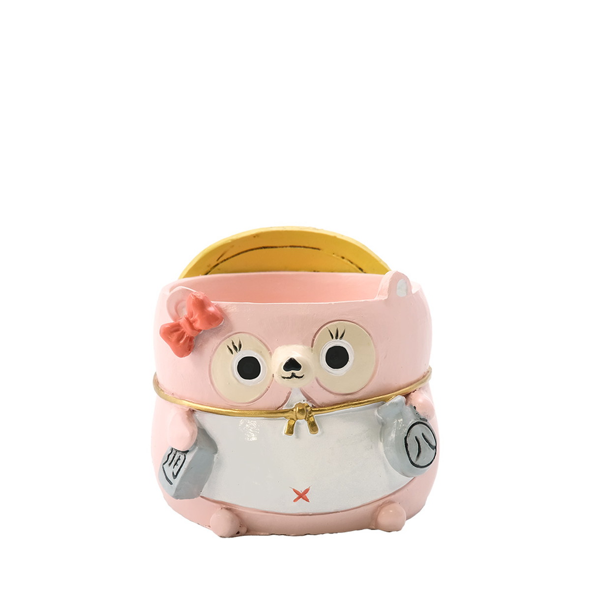 アウトレット◎GREENHOUSE/リトルレジンポット たぬきの置き物 女の子/5155