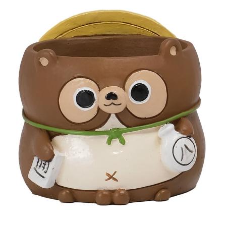 アウトレット◎GREENHOUSE/リトルレジンポット たぬきの置物/4996