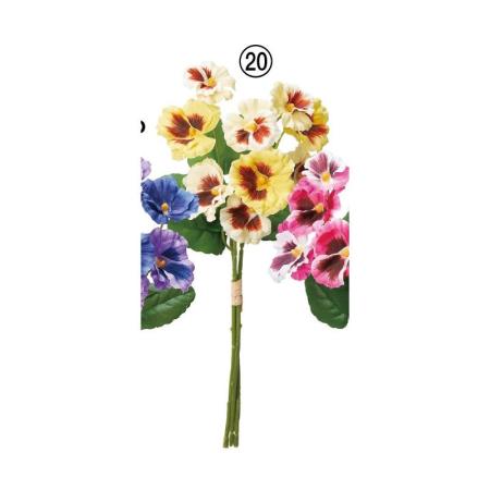 アウトレット◎【造花】アスカ/パンジーバンチ×9(1束3本) ソフトイエロー/A-34799-20