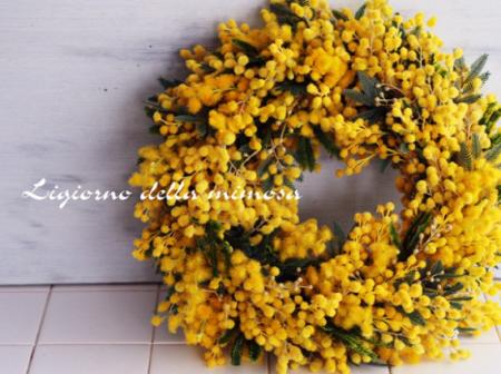 【クリエイトアカデミー】生花レッスン3月　ミモザのリース　★1月4週木金届け