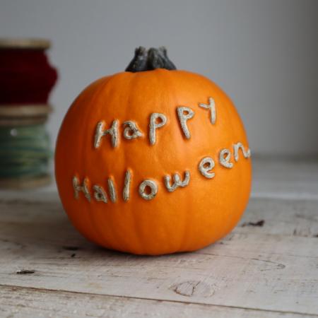 【生花/即納】かぼちゃ　文字入りトリック(Happy Halloween)