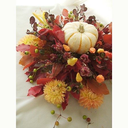 生花/即納】《ハロウィンカボチャ》タイガーストライプ(白×黄色