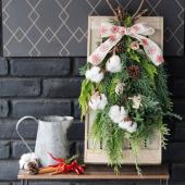 直前】コニファーのクリスマス・スワッグ(ナチュラル)/はなどんや