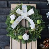 ※販売終了※【生花】飾りつけ簡単！オレゴンモミクリスマスリースキット（白系）