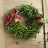 生花】コニファーのカウベルリース(赤)/はなどんやキット - 花材通販は