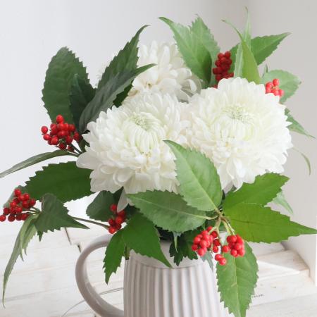 【生花 】紅白プチお正月セット<千両&白マム>