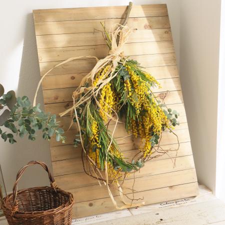 【生花】ミモザのティアドロップスワッグ　/はなどんやキット