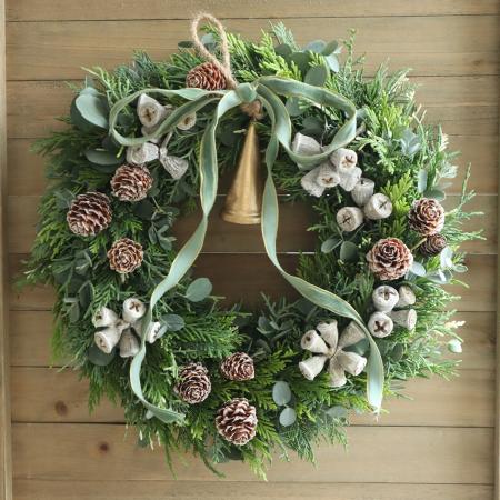 【生花】ミックスコニファーのクリスマスリースキット(コーンベル・グリーン)