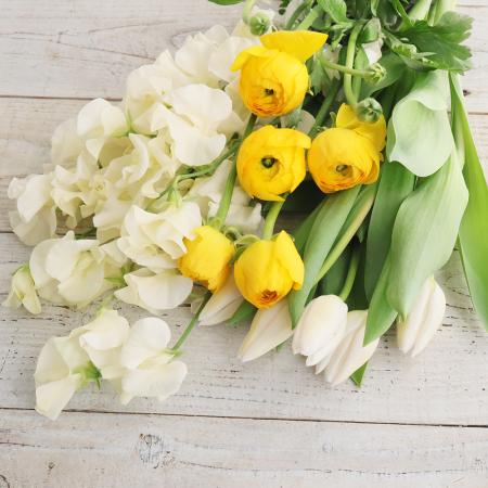 【生花】しあわせ春のアンサンブルセット(イエロー&ホワイト)