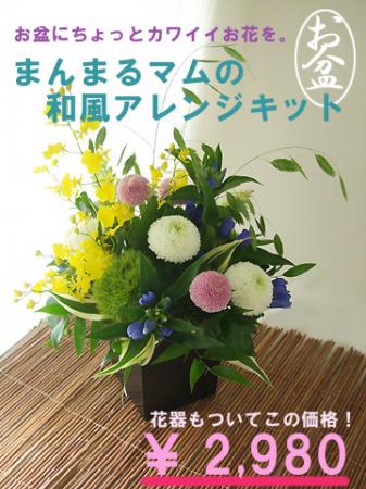 生花 まんまるマムの和風アレンジキット 花器つき お盆花セット 通販 はなどんやアソシエ