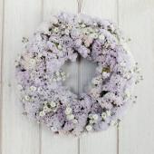 【SALE】もこもこスターチスの春ハーフリース* * ラッピング無料 プレゼント 春色スターチスのハーフリース | iichi 日々の暮らしを心地よく