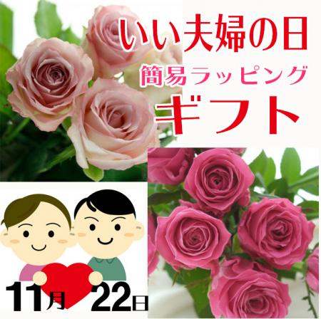 生花】簡易ラッピング付き◇大輪系国産バラ:オール4ラブ5本+ラプソディ