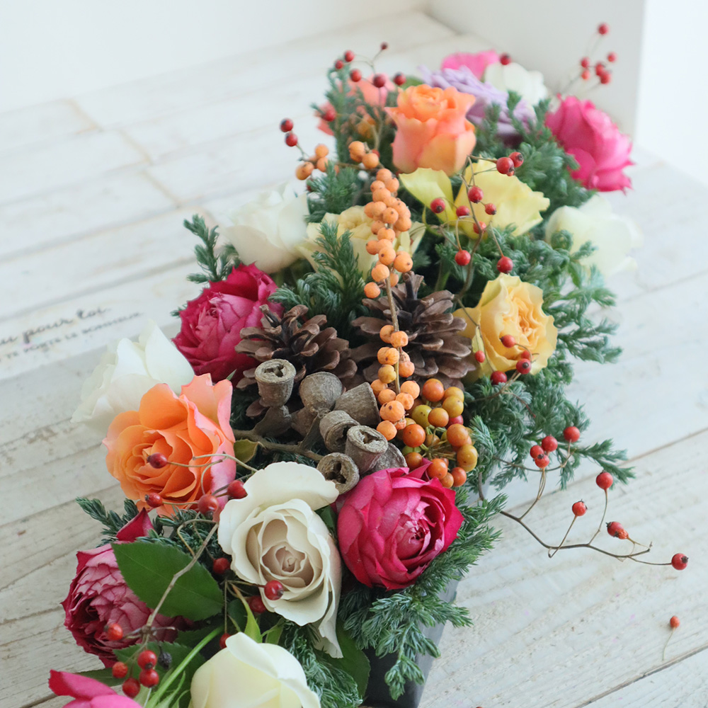 【生花】金田バラ園のバラ　ミックス　30cm 愛知県【OT】