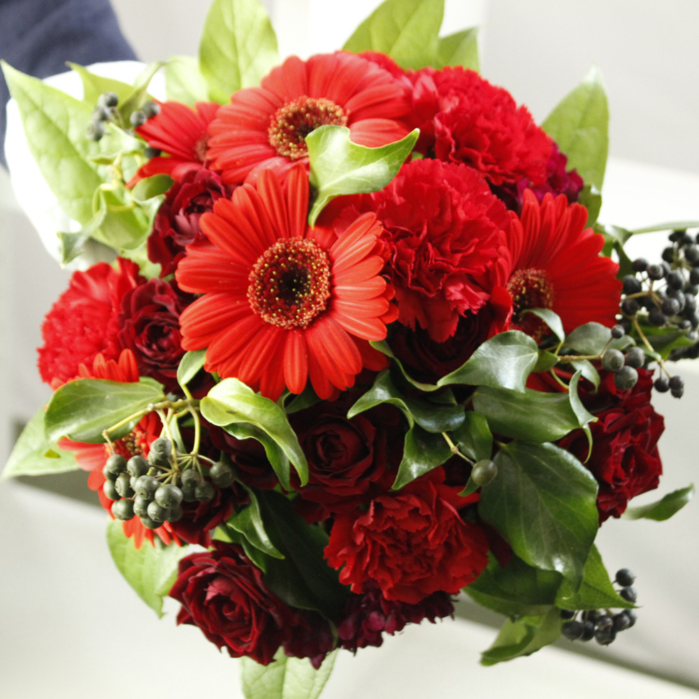 生花】季節のフラワーセット♪赤いお花のブーケ ※早締切 - 花材通販は