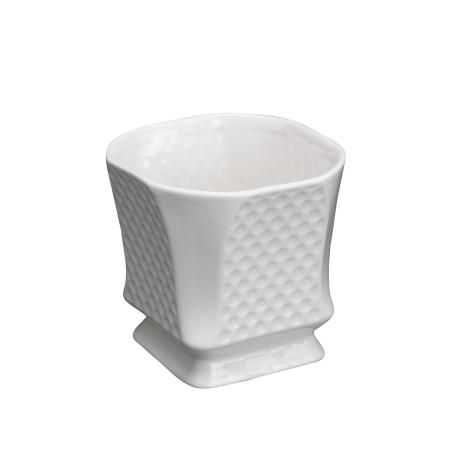 【生花/即納】陶器製花器/ホワイトカップ　ダミエS　ホワイト【S2-25】