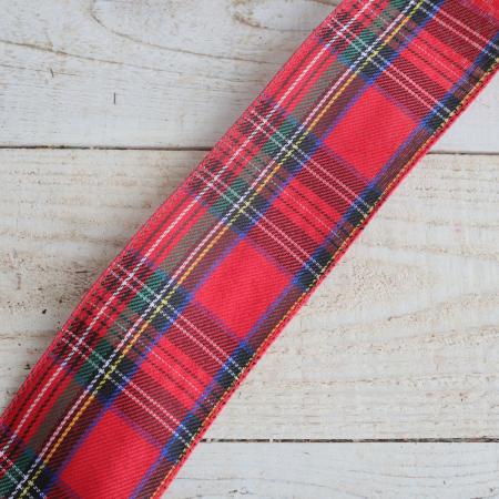 【生花/即納】ワイヤーリボン タータンチェック  60mm幅×10m 【XX】　/TAR-R1